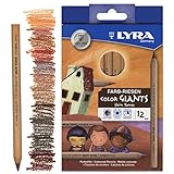 LYRA Color-Giants Colored Pencils, Unlacquered, 6.25 Millimeter Cores, Assorted Skin Tone Colors, 12-Pack (3931124)