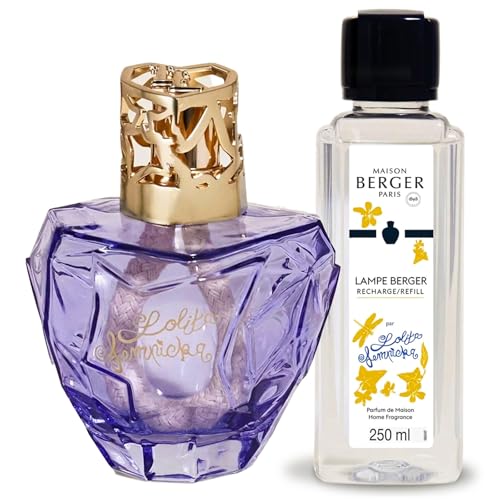 MAISON BERGER Coffret Premium Lampe Berger Lolita Lempicka Parme – Lampe à Catalyse avec Recharge Lolita Lempicka 250 ML – Système 2-en-1 pour Aider à Purifier Puis Parfumer l’Air