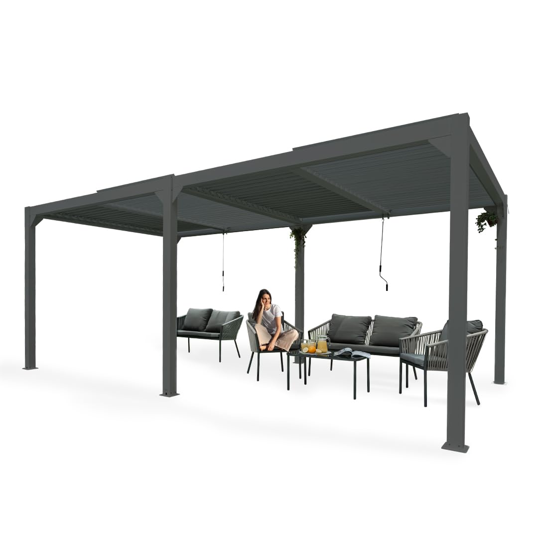 zelt 6 x 3 m Grindi - Garten Pavillon Terrassendach mit aufklappbarem Dach - Kea III 6x3m - Pavillon 6x3 wasserdicht stabil Winterfest Shimano Deore XT M8020 MEG 136110 Color:Black + Orange