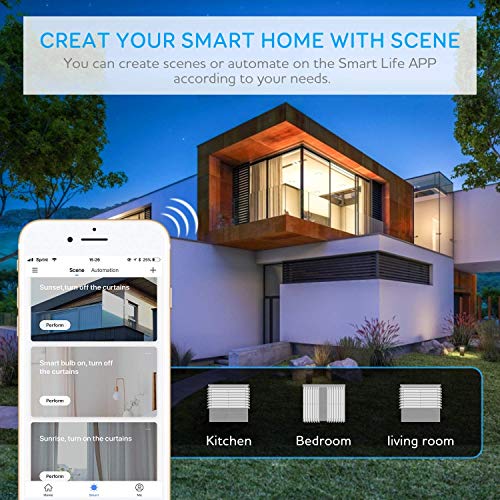 wifi interrupteur volet roulant connecté, etersky interrupteur intelligent mural de rideau compatible avec alexa et google home, interrupteur mural tactile contrôlé l'app à distance, timer et partager