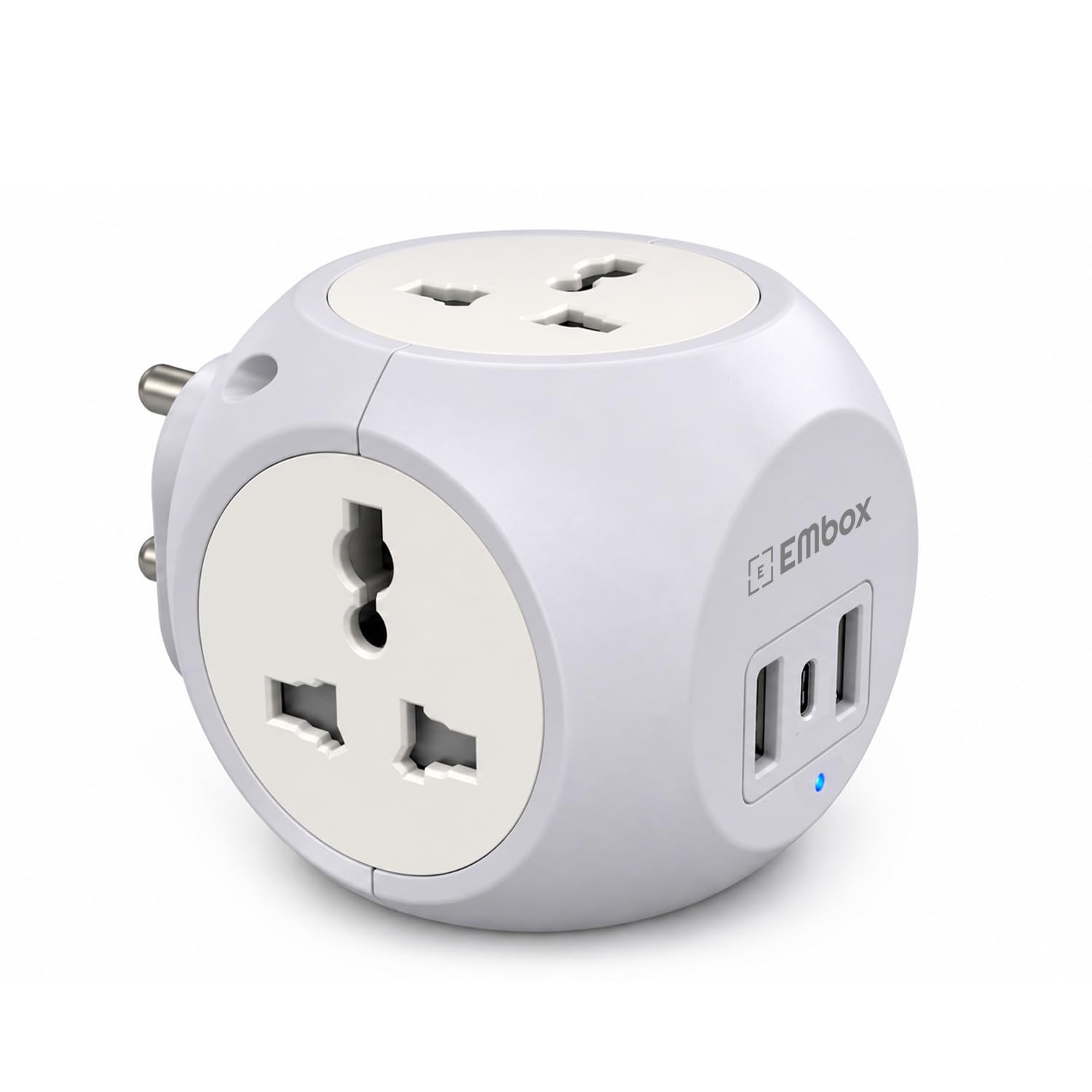 EMBOX Multi Plug Adapter | 6 amp Universal Sockets and LED Indicator Safety Shutter | 3 Pin Plug Socket Extension, Charging Mobile, Laptop, TV Grey — Amazon image 9