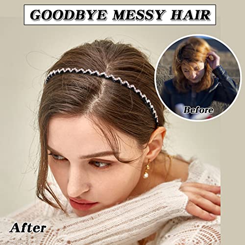 Yeshan Rhinestone And Crystal Headbands For Women With Teeth Comb, Non-Slip Hard Plastic Headbands In Wave Shape,Pack Of 4 #TOP5