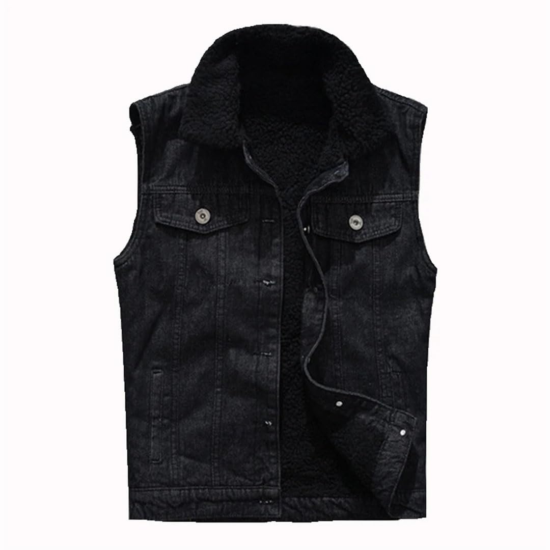 Gilet da uomo in cotone jeans gilet da uomo senza maniche in denim giacca da cowboy in pile gilet hip hop streetwear