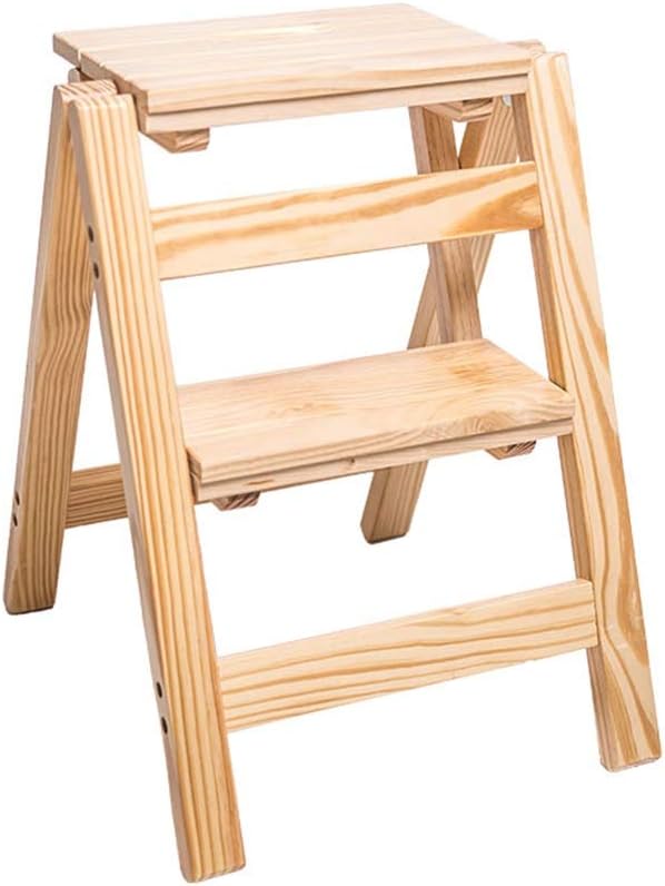 Kitchen Step Stools Step Stools Folding Step Stool for Adult, 2 Stepladders for 378lbs, Wooden Step Stools for Home/Office, Wide Pedal