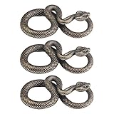 Xinjincang 3 Pcs Bronze and Black Resin with Metallic Finish Snake Figurine Decor High Simulation Fantasy Design Snake Sculpture for Office Desktop, Tabletop, Contemporary Style