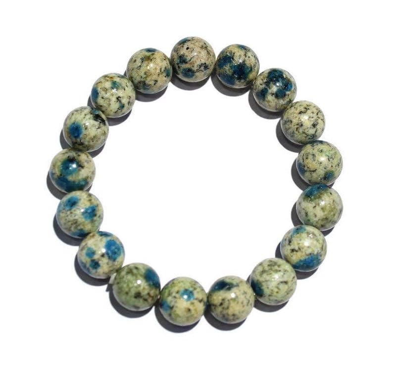 Bracelet azurite k2 et jaspe 12mm LKBEADS pour homme et femme