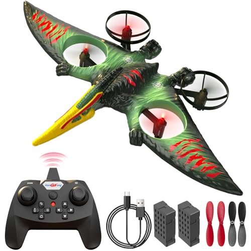 Aooess RC Airplane Toys for 8-12 Year Old Boys: Drone for Kids Presents for Age 9 10 11 12 Years Old Kids Birthday Gifts Flying Dinosaur Toys for Beginners Remote Control Plane for Adults (Green)