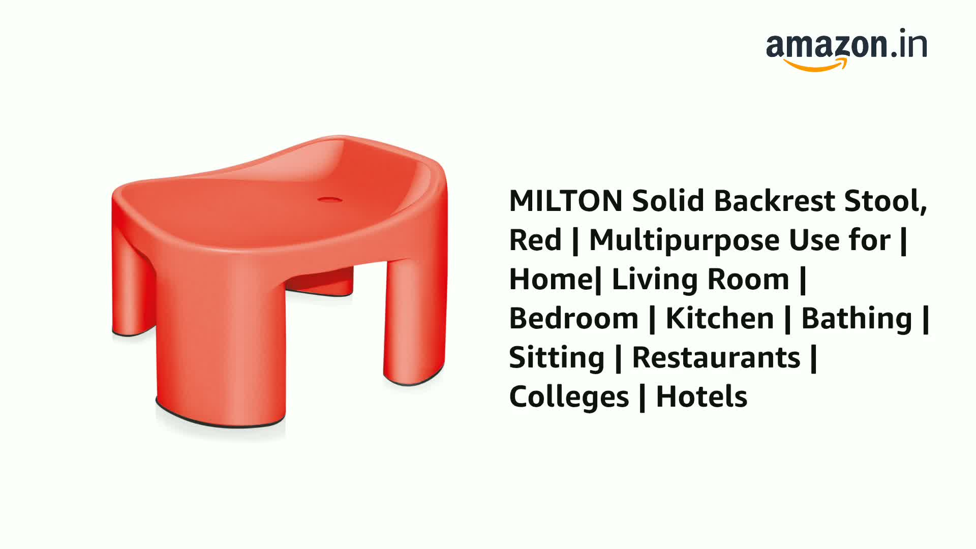 MILTON Solid Backrest Stool, Red | Multipurpose Use for | Home