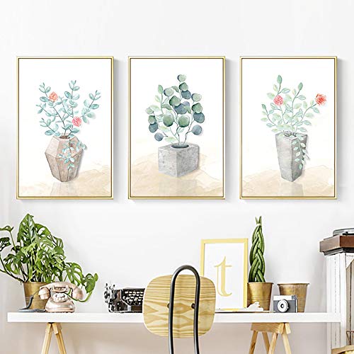 Plante verte affiche sur toile de qualité supérieure triptyque fleurs art mural moderne
