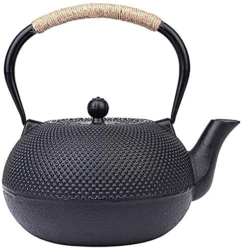 Tetera de hierro fundido de estilo japonés con infusor Tetera de hierro fundido hecha a mano vintage con infusor para té de hojas sueltas y bolsitas de té Tetsubin Tetera apta para estufa (tamaño: 0,9