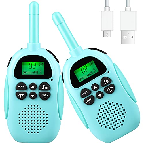 Brohaibo Kids Walkie Talkies Rechargeable, 2 Pack 3 Miles Long Range Walkie Talkies for Kids 2 Way Radio 22 Channels with Flashlight Best Gifts Toys for 3-12 Years Old Girls and Boys