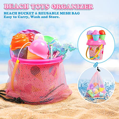 image for HAIMST Kids Beach Sand Toys Set - 33Pcs Beach Toys with Ice Cream Sand