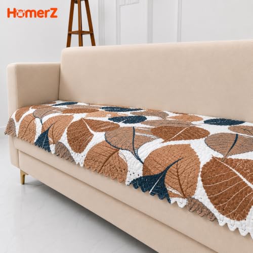 Image of Homerz Premium Printed Quilted Velvet Sofa Slip Cover Protector with Tassels, Sofa Mat, Exact Size, Antislip Cover (Folia, 5 (3+1+1) Seater, Half)
