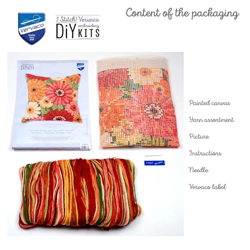 Image of Vervaco Cross Stitch Cushion Kit Summer Flowers 16 inch x 16 inch