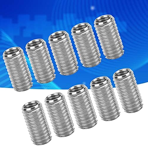 Thread Inserts, 10 Pcs Thread Reducer M8 to M6, Threaded Insert Inner M6*1.0 Outer M8*1.25 Length 15MM Male Female Reducing Nut, Stainless Steel Hardware Repair Tool