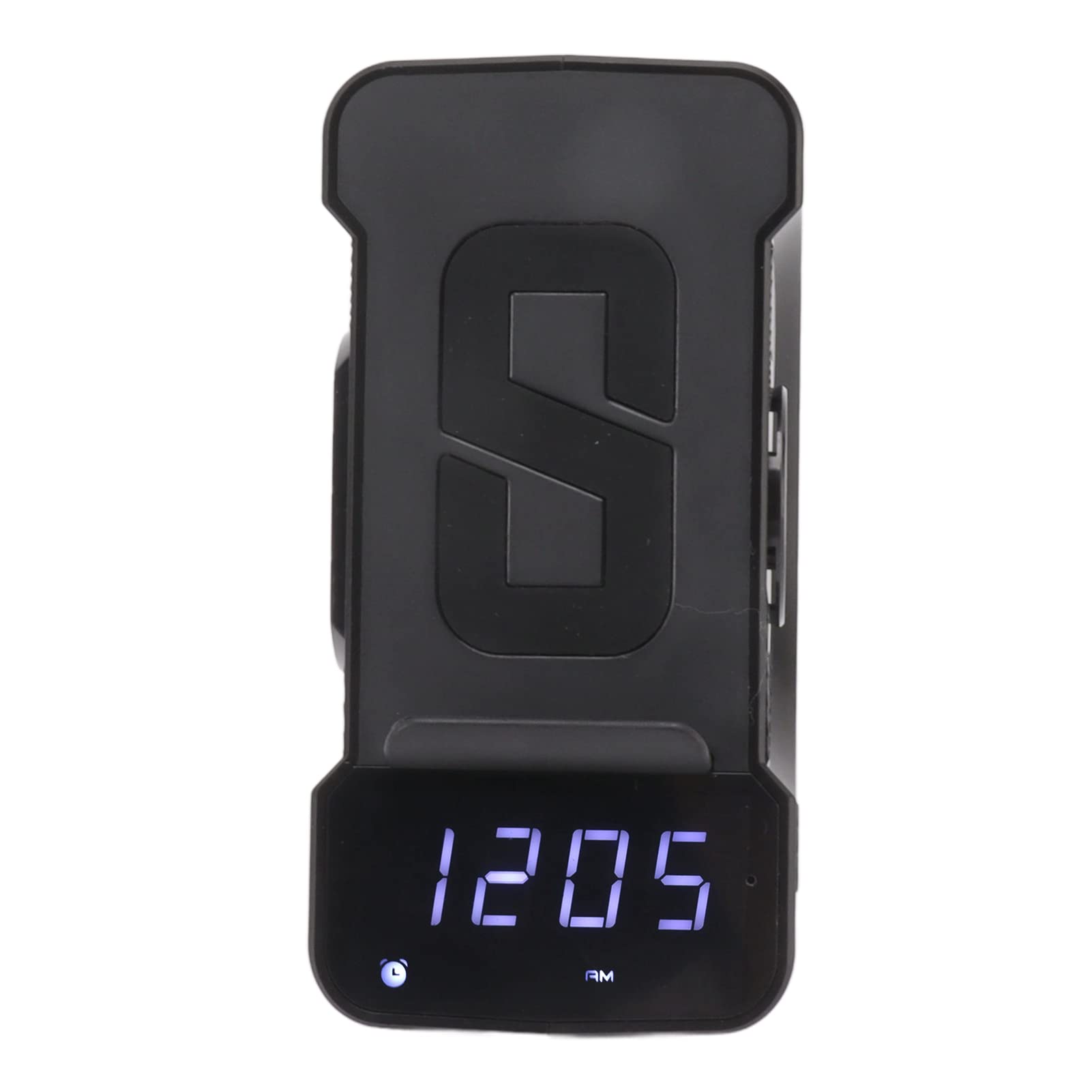 UBERSWEET® 3 in 1 Bluetooth Alarm Clock, Double Charging Mode Bluetooth Speaker Alarm Clock PC and ABS Large Charging Range for Office (Black)-image-23