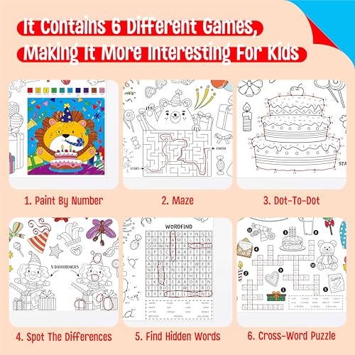 Image of Birthday Coloring Poster, Large Coloring Activity Paper 75 inch x 31 inch Jumbo Size Versatile Paper DIY Painting Drawing Banner /Tablecloth for School, Birthday Parties, Wall Decor
