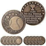 Hinly 12pcs Christian Sport Coin for Young Athlete I Can Do All Things Through Christ Who Gives Me Strength Bulk Gift for Player Challenge Team Gold Coin Philippians 4:13 (Baseball)