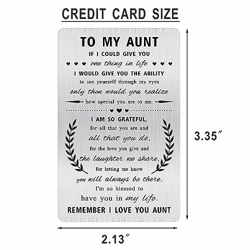 Alotozo Grateful Aunt Mothers Day Gifts - Engraved I Love You Wallet Card for Aunt - Happy Mothers Day to Auntie2