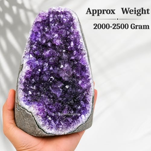 Image of Amethyst Crystal Stone Certified Cluster, 2 to 2.5 KG | Raw Amethyst Stone Original Certified for Energy Cleansing, Meditation, Chakra Balancing, Healing and Decoration Gift