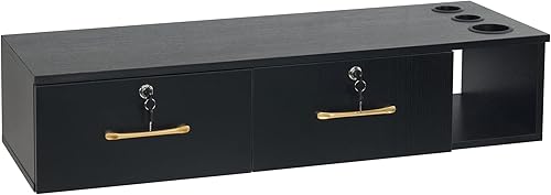 BarberPub Estación de estilo de montaje en pared con bloqueo, estación de salón flotante de almacenamiento de peluquería, equipo de salón de belleza