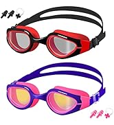 XDX Kids Swim Goggles, 2 Pack Kids Goggles With UV Protection, Anti Fog No Leaking Swimming Goggl...
