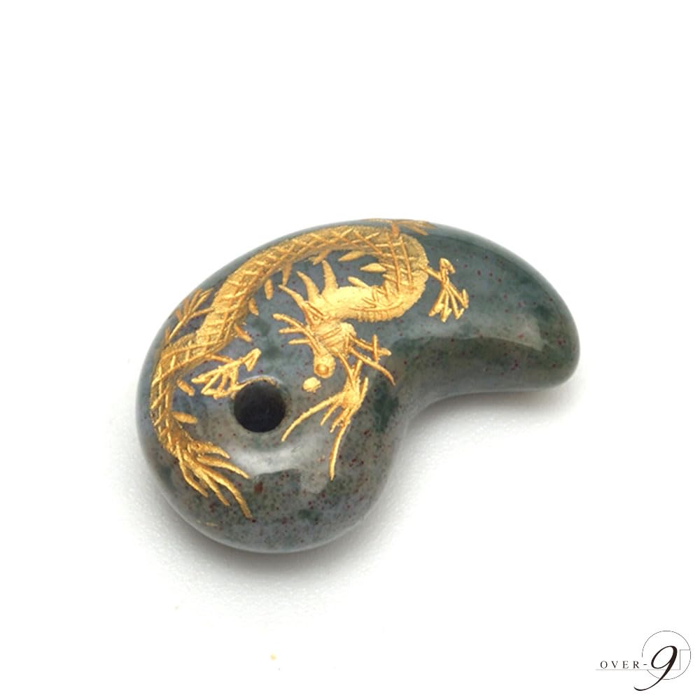 Amazon.co.jp: 朱砂 龍神 勾玉 金彫り パワーストーン お守り 31mm