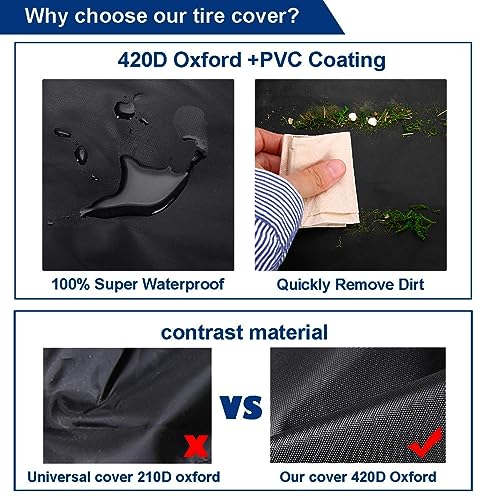 Image of RV Tire Covers 4 Pack, Waterproof 300D Oxford Wheel Protectors, UV Sun Snow Dust Protection, Universal Fit 24 inch-32 inch Diameter for Trailer Camper Truck Van (30-32 inch)