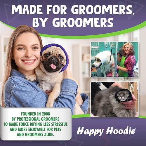 Happy Hoodie Pet Calming Headband for Dogs & Cats, Soft Noise Reduction Ear Cover for Grooming, Bathing & Drying, Comfortable Expandable Fabric Band, Purple, Small | 1 X Pet Headband 3