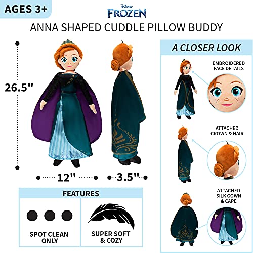 Image of Franco Kids Bedding Super Soft Plush Cuddle Pillow Buddy, One Size, Disney Frozen Anna