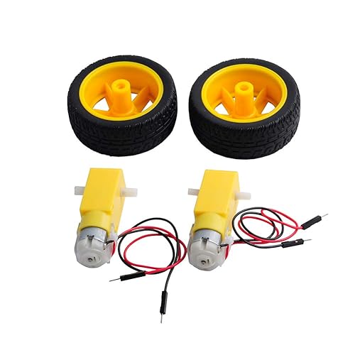 Miniatura 5 de DIYmall Motor TT con conductores DC 3-6V Motor caja de cambios 148 200RPM rueda de neumático para Arduino Smart Car 2Pin Cable conector macho (2, 2