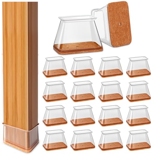 24Pcs Chair Leg Floor Protectors Rectangle for Hardwood Floors Silicone Caps Covers Felt Furniture Pads Clear Chair Sliders Protect The Floor from Scratches(Fit:L 1.12-1.5 W 0.75-1)