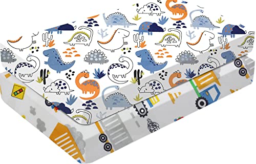 2 x Cot Fitted Sheets 120 x 60cm, Car+dinosaur - Image 2