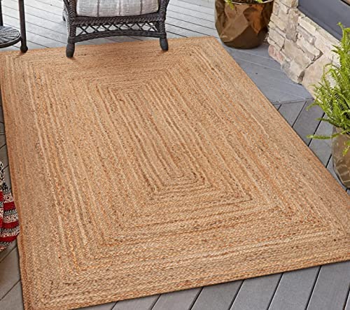 Jute Braided Rug 4X6 Ft, Tightly Braided Chindi And Jute Rug, Reversible,Durable,Sustainable Rug Pad, Shag Rugs For Bedroom, Floor Rug, Bedroom Rugs, Jute Kitchen Rug-48X72 Natural #TOP2