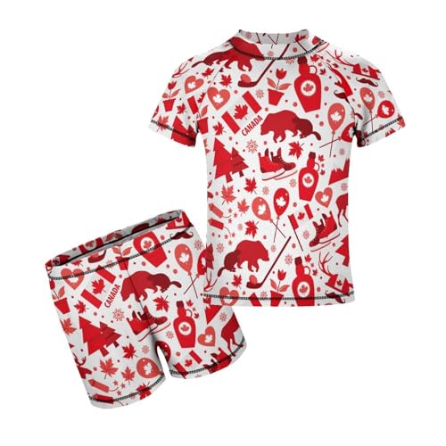 Canada Maple Leaf SquirrelChildren's Swimsuits Boys Two Piece Suit10-12Y（150cm）