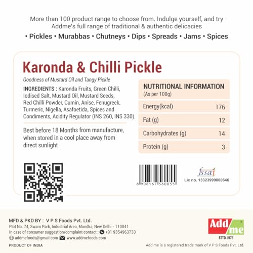 Image of Add me Mix Pickle of Karonda Chilli Mixed Pickle 500gm mirchi karonde ka achar in Mustard Oil 500g Glass Pack