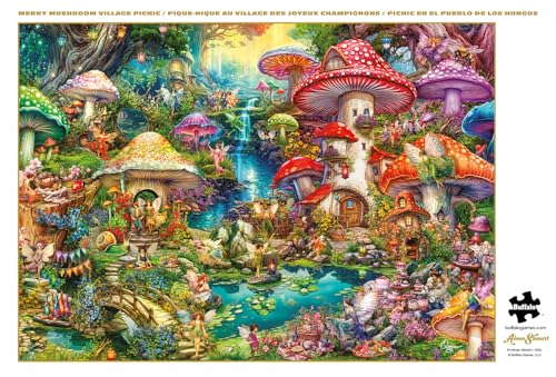 Buffalo Games - Merry Mushroom Village Picnic - Rompecabezas de 500 Piezas | Tamaño terminado 15 x 21.25 pulg, incluye póster, tablero reciclado, ideal para regalo y enmarcar miniatura 5