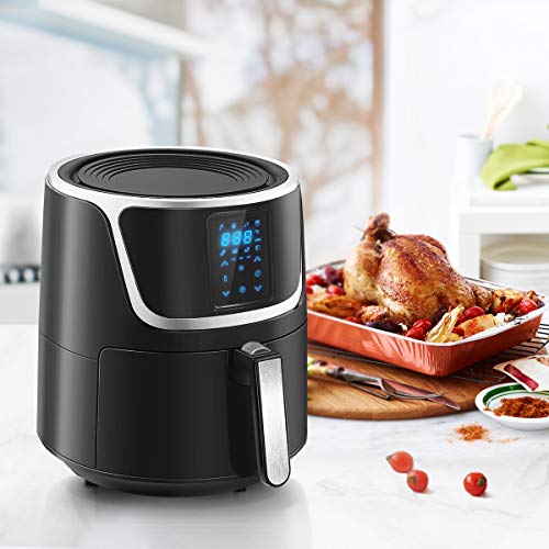 VECATECH heteluchtfriteuse friteuse hetelucht friteuses Air Fryer Aerofryer met groot digitaal led-touchscreen, voorverwarmen en warm houden (5,5 liter) - Afbeelding 4