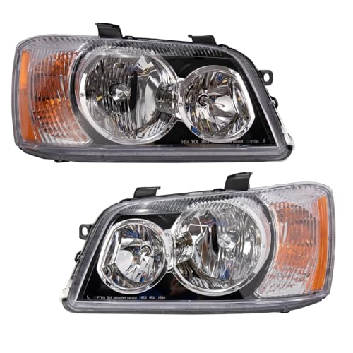 Image of TRQ Driver and Passenger Side Headlight Assembly 2 Piece Set Compatible with 2001-2003 Toyota Highlander