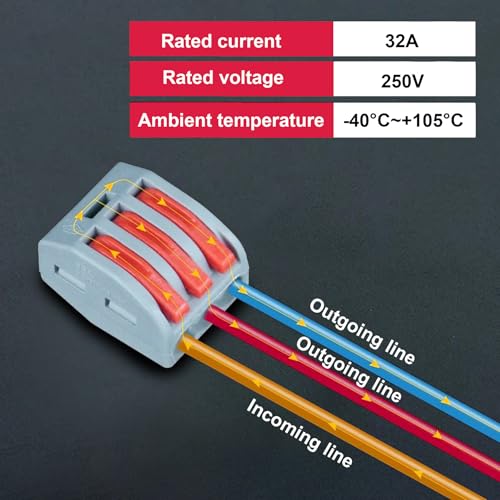 Connecteurs électriques à levier Boîtier de 50 pièces pour câbles 28-12 AWG - 4