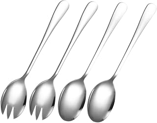 Genérico Juego De 4 Cucharas Para Servir Ensalada Tenedor De Cena Cuchara Para Mezclar Café Tenedor De Ensalada Utensilios De Acero Inoxidable Para Servir Cuchara Para Azúcar Cuchara