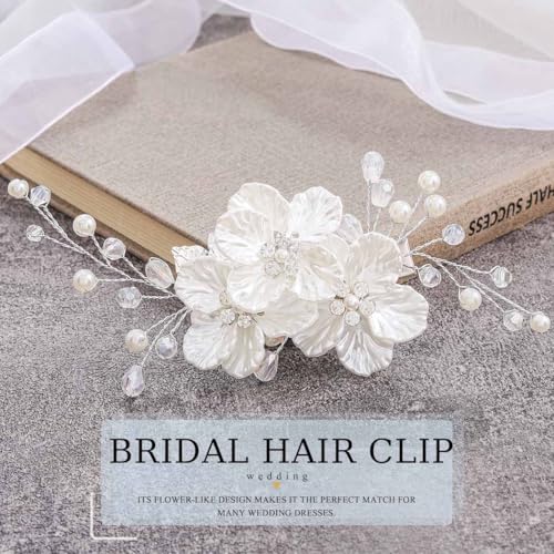 Pinzas para cabello con brillantes y perlas plateadas miniatura 5