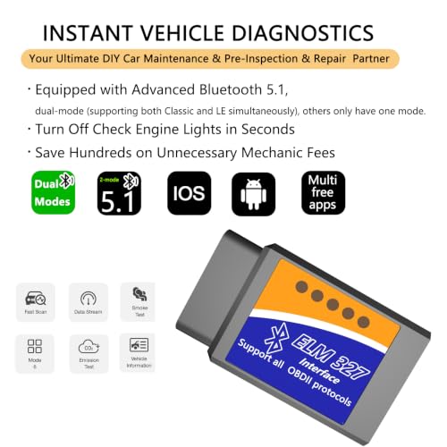 Bluetooth OBD2 Scanner ELM327 Code Reader
