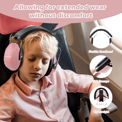 Image of ProCase Noise Cancelling Headphones for Kids Toddler, SNR 27dB Noise Reduction Ear Muffs, Hearing Protection for Monster Jam, Concerts, Fireworks, Shooting, Air Show, Autism Sensory Needs -Lightpink