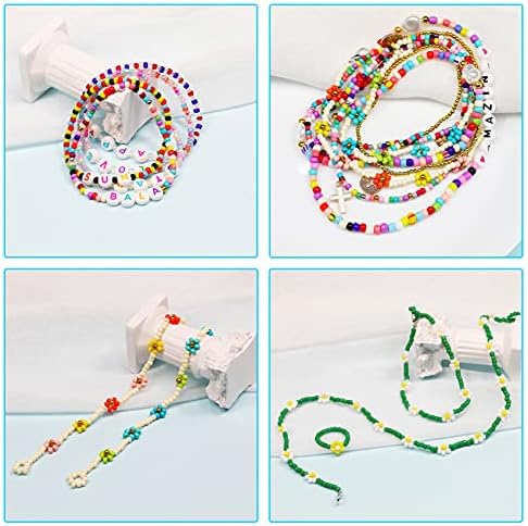 Bala&Fillic Size 3mm Seed Beads About 8400pcs in Box, 8/0 Craft Beads with Elastic String for Bracelet Making (About 350pcs/Color, 24 Colors)