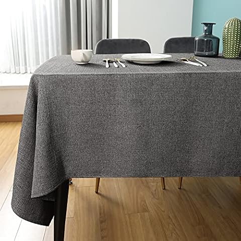 SEASHORE TREE Tablecloth Linen Look Tablecloth Washable Table Cloth Linen Table Runner Table Linen Square Waterproof Table Cloth Dark Grey 140 x 140 cm Cover