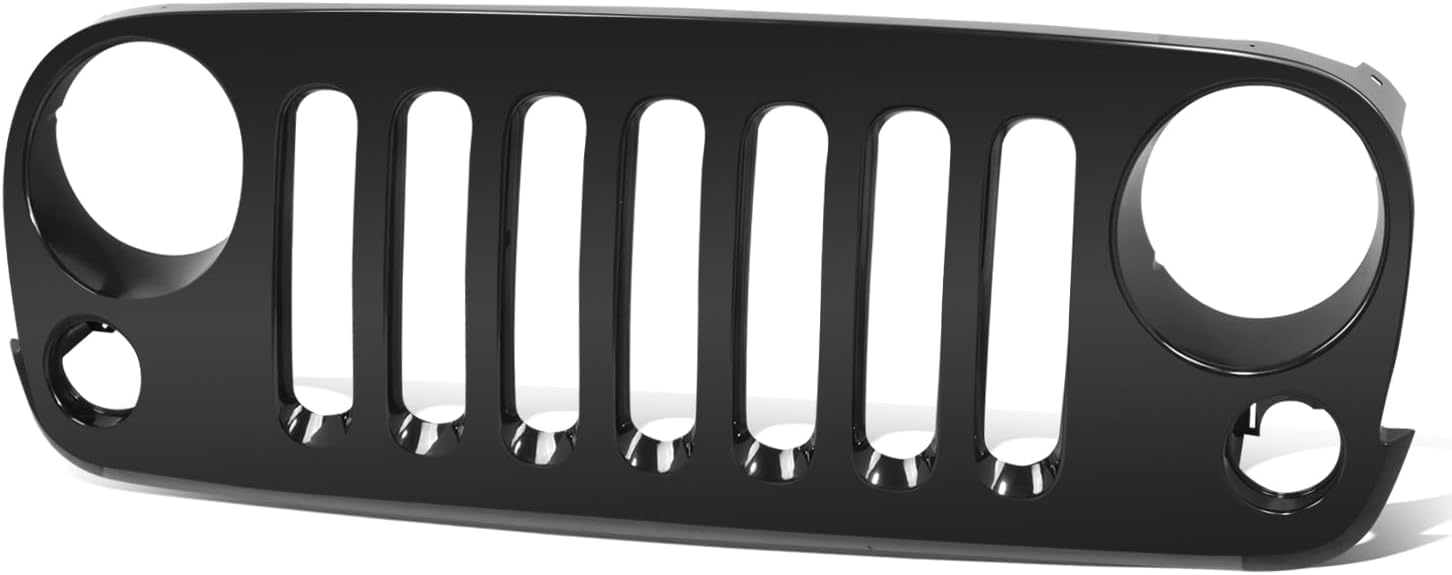 Auto Dynasty Front Bumper Grill Grille Assembly Compatible with Wrangler JK 2007-2018, with Fog Lamp Holes, CH1200313, Matte Black