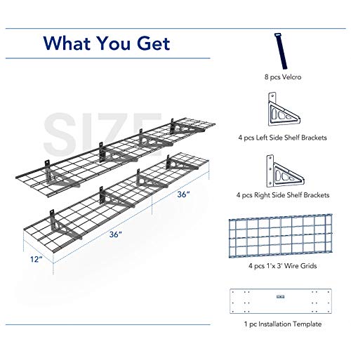 FLEXIMOUNTS-12-inch-by-72-inch-Wall-Shelf-Garage-Storage-Rack-Wall-Mounted-Floating-Shelves1x6ft-Black-2-Pack FLEXIMOUNTS 12 inch by 72 inch Wall Shelf Garage Storage Rack Wall Mounted Floating Shelves1x6ft Black 2 Pack