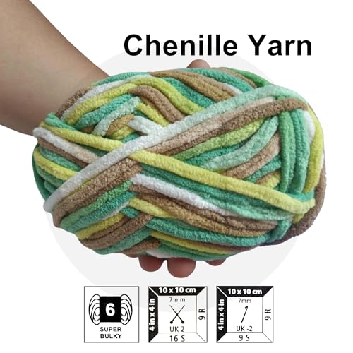 Image of VCR Forest Tri-Color, 100 Grams Hank, 60 Meters Length, Premium Polyester Ball for Crochet and Knitting, Pack of 1 Yarn, Soft and Bulky Fur Suitable for DIY