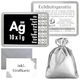 Silberbarren in Motivbox – Feinsilber 999 mit Echtheitsgarantie - CombiBar - Geschenkfertig mit Geschenkbeutel & Grußkarte – verschiedene Größen wählbar - Silberstücke24 (10g Silber)